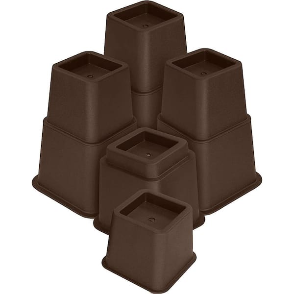 Angel Sar 3,5 or 8 in. Brown Adjustable Bed Furniture Risers for Beds, Supports up to 1300 lbs, Set of 4