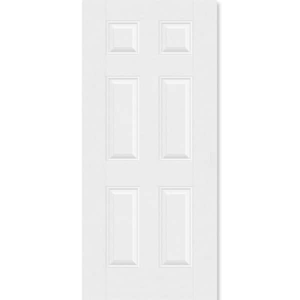 Regency 36 in. x 80 in. Universal Handing 6-Panel Unfinished White Fiberglass Front Door Slab