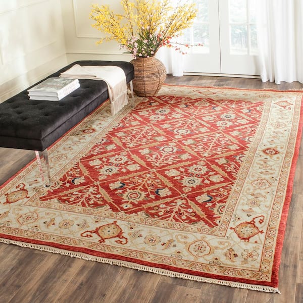 Samarkand 8 ft. x 10 ft. Rust/Ivory Ornate Floral Oriental Area Rug