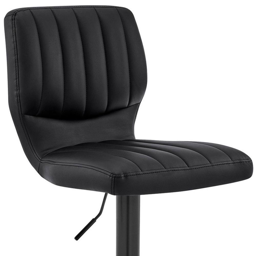 Adjustable Black Metal and Leatherette Swivel Bar Stool