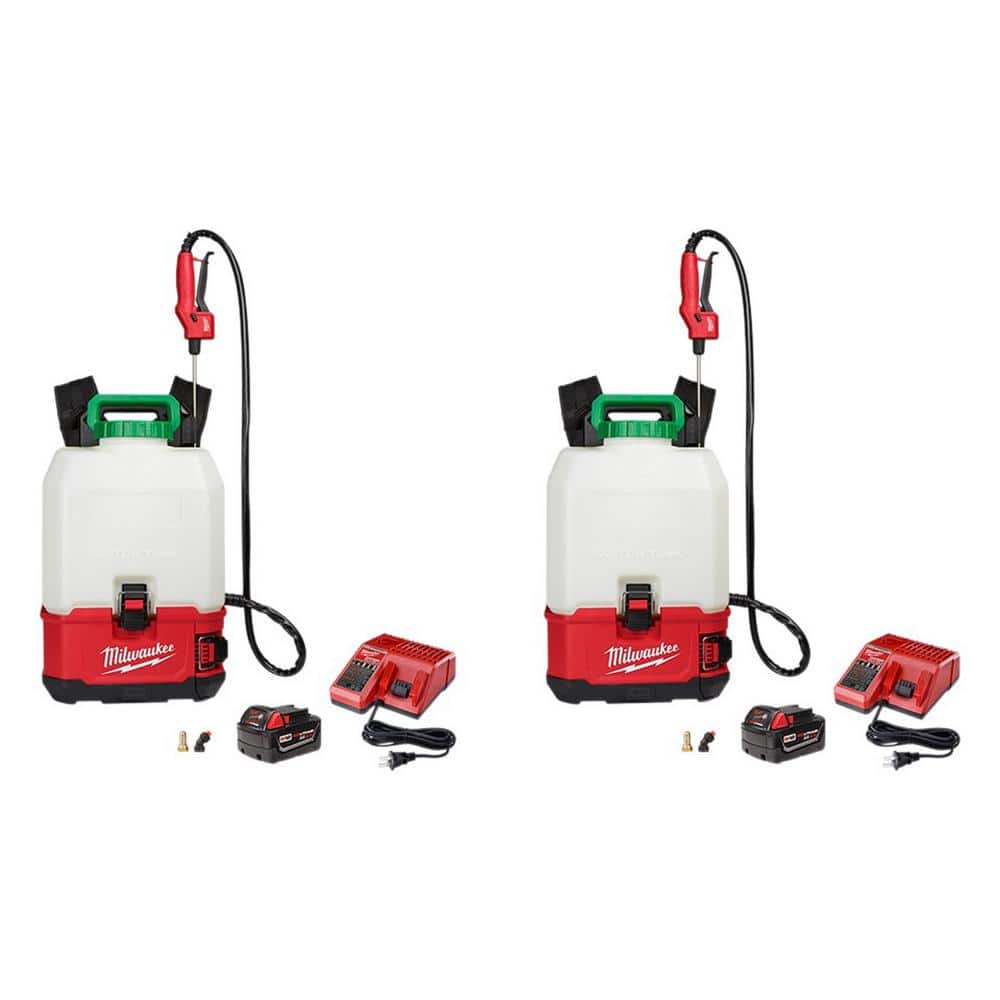 Milwaukee M18 18-Volt 4 Gal. Lithium-Ion Cordless Switch Tank Backpack Pesticide Sprayer Kit w/ (2)Batteries & (2)Chargers(2-Tool) -  2820-21PS-2X