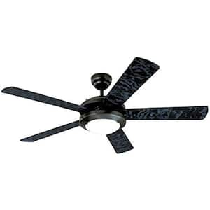 52 in. Integrated LED Indoor Comet Matte Black Reversible Ceiling Fan