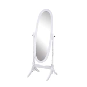 Cheval-Style 22.5 in. W x 59.2 in. H Oval Wood Frame White Floor Mirror with Bracketed Feet