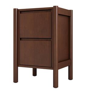 14.2 in. W x 12.2 in. D x 22.2 in. H Walnut Brown Pine Wood Linen Cabinet with 2-Drawer Nightstand