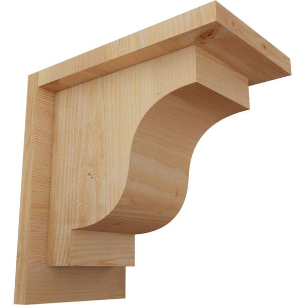 Ekena Millwork 6 in. x 10 in. x 10 in. Douglas Fir Newport Rough Sawn Corbel with Backplate