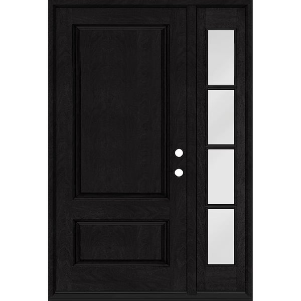 Steves & Sons Regency 53 in. x 80 in. 2Panel 3/4-Squaretop LHIS Onyx Stain Fiberglass Prehung Front Door with w/4Lite 14in.SL