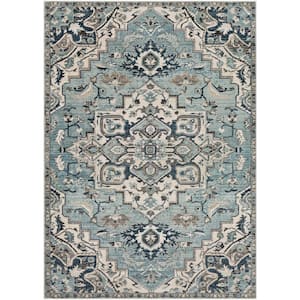 Cairo Teal/Ivory 9 ft. x 12 ft. 3 in. Oriental Area Rug
