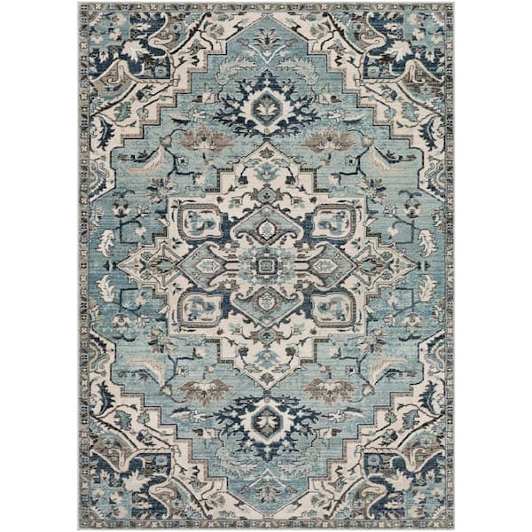 Livabliss Cairo Teal/Ivory 9 ft. x 12 ft. 3 in. Oriental Area Rug