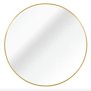 42 in. W x 42 in. G Round Metal Frame Wall Bathroom Vanity Mirror in Gold