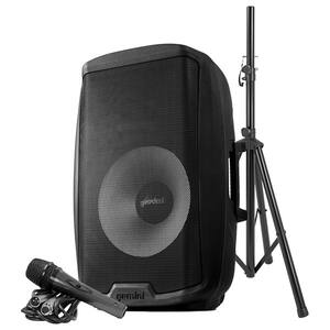 AS Series Bluetooth Portable PA Speaker Kit with Stand and Wired Microphone, Blac