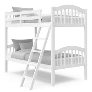 Long Horn White Solid Hardwood Twin Bunk Bed