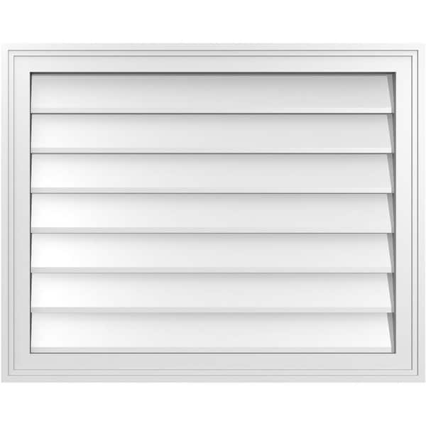 Ekena Millwork 30 in. x 24 in. Vertical Surface Mount PVC Gable Vent: Decorative with Brickmould Frame
