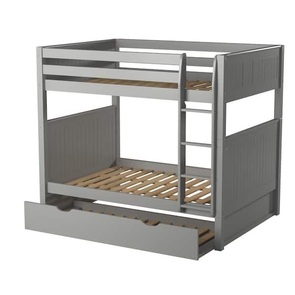 Camaflexi Panel Grey Full over Full Bunk Bed with Twin Trundle