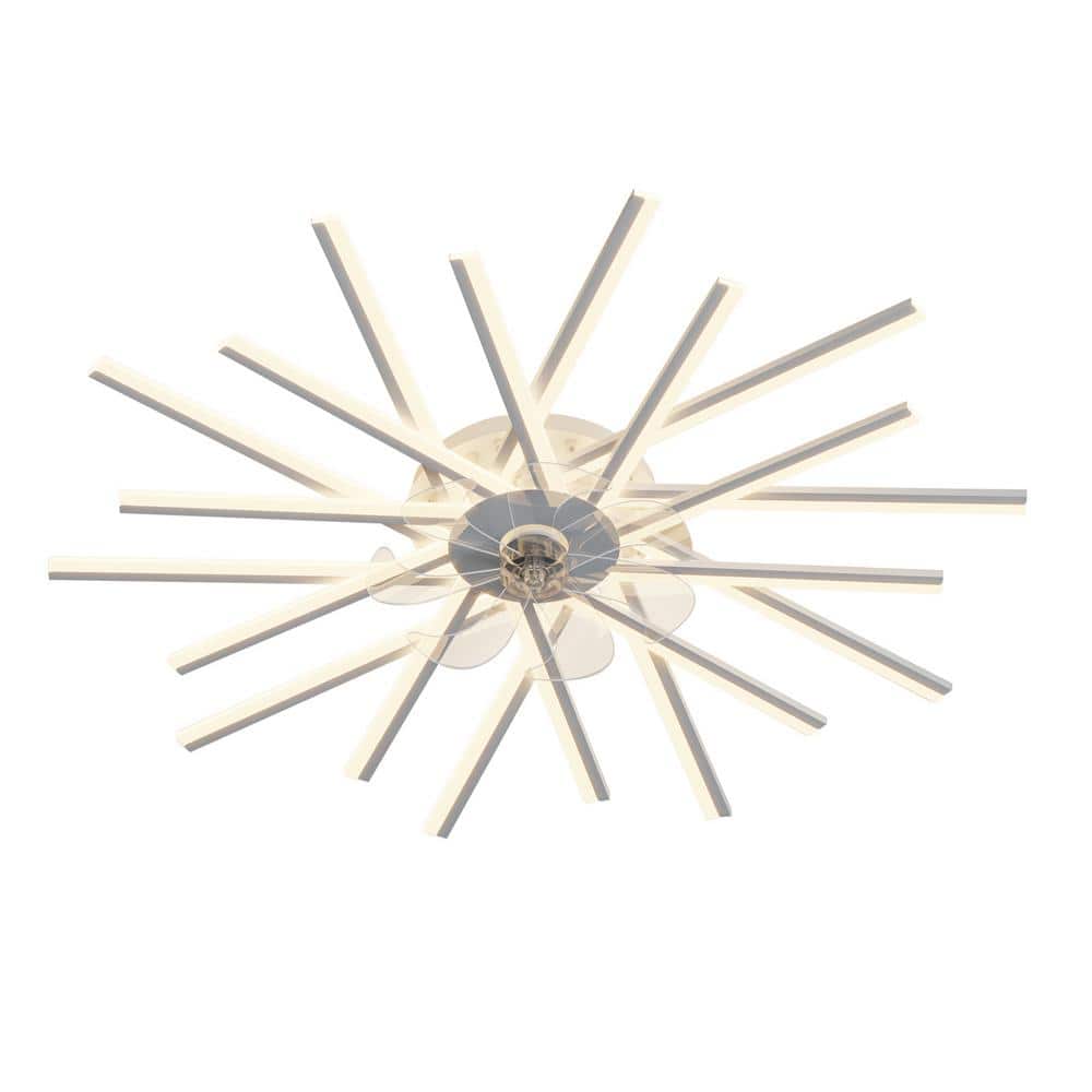 45 in. LED Indoor White Smart Ceiling Fan with Lights and Remote, Flush Mou
