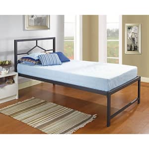 Signature Home Black Metal Twin Size Daybed Frame with Headboard, Rails and Slats, 78 in. W x 41 in. L x 42 in. H