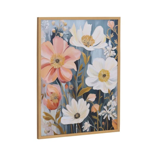 Kate and Laurel Gallery Boho Flowers in Muted Neutrals by the Creative Bunch Studio Gold Framed Art Print 16 in. x 20 in.