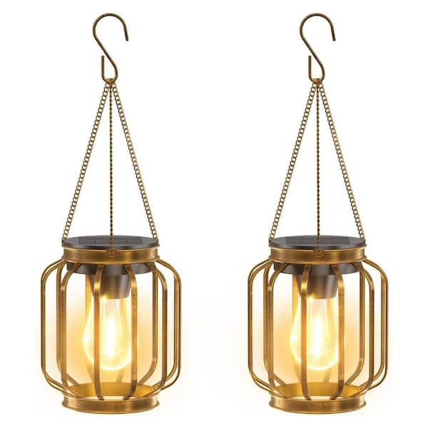 Metal Solar Hanging Lights with Hook, (2-Pack)