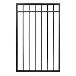 2.75 ft. x 3.83 ft. Coral Profile Black Metal Flat Top Fence Gate
