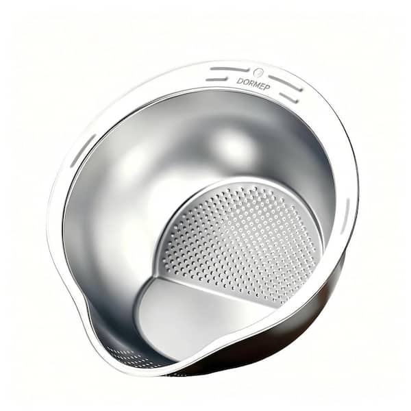 Heavy Duty Angled Rice Washer Strainer Bowl, Stainless Steel, Quick Clean Dishwasher Safe Colander (Set of 1) for Rice