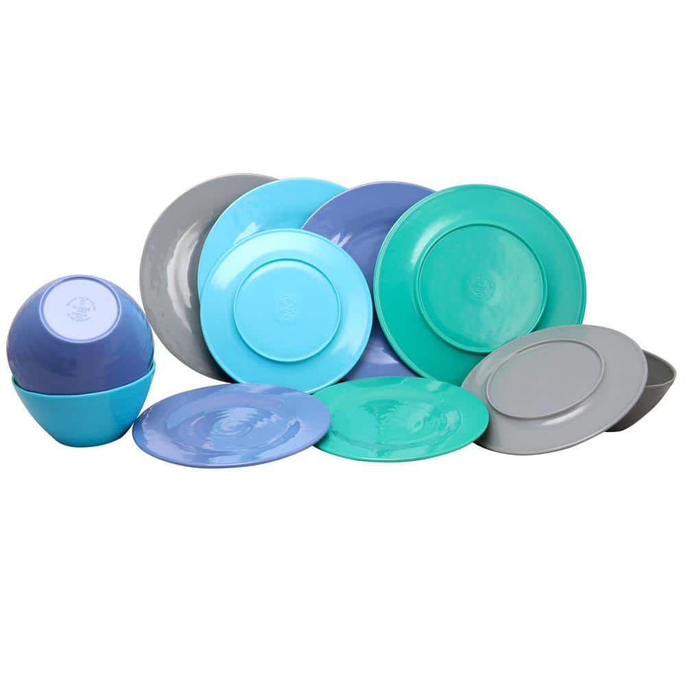 Gibson Brist 12-Piece Assorted Color Melamine Dinnerware Set