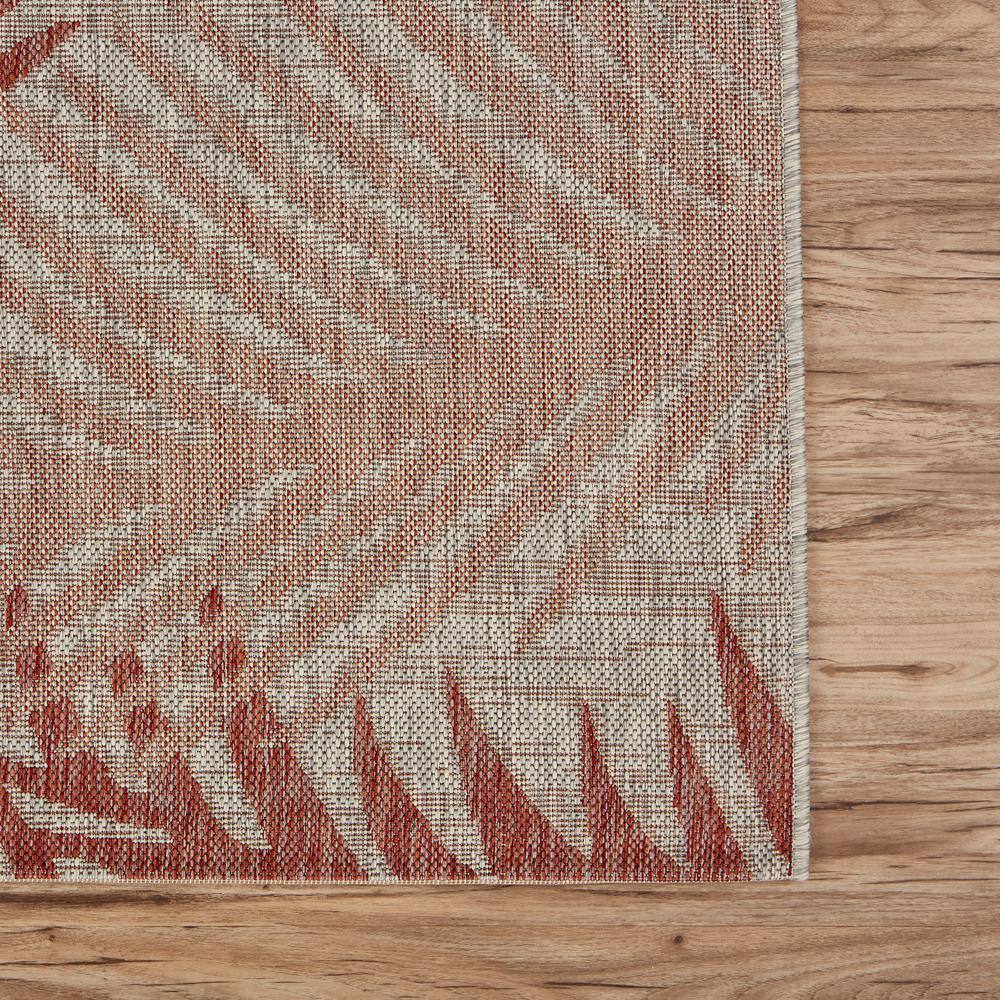 Coastal Charm Red & Beige Tropical Palms 5' x 7' Indoor/Outdoor Rug
