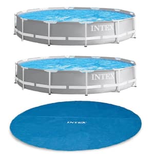 12 ft. x 30 in. Prism Frame Pool, Pump (2-Pack) with Pool Solar Cover Tarp, Blue, Round