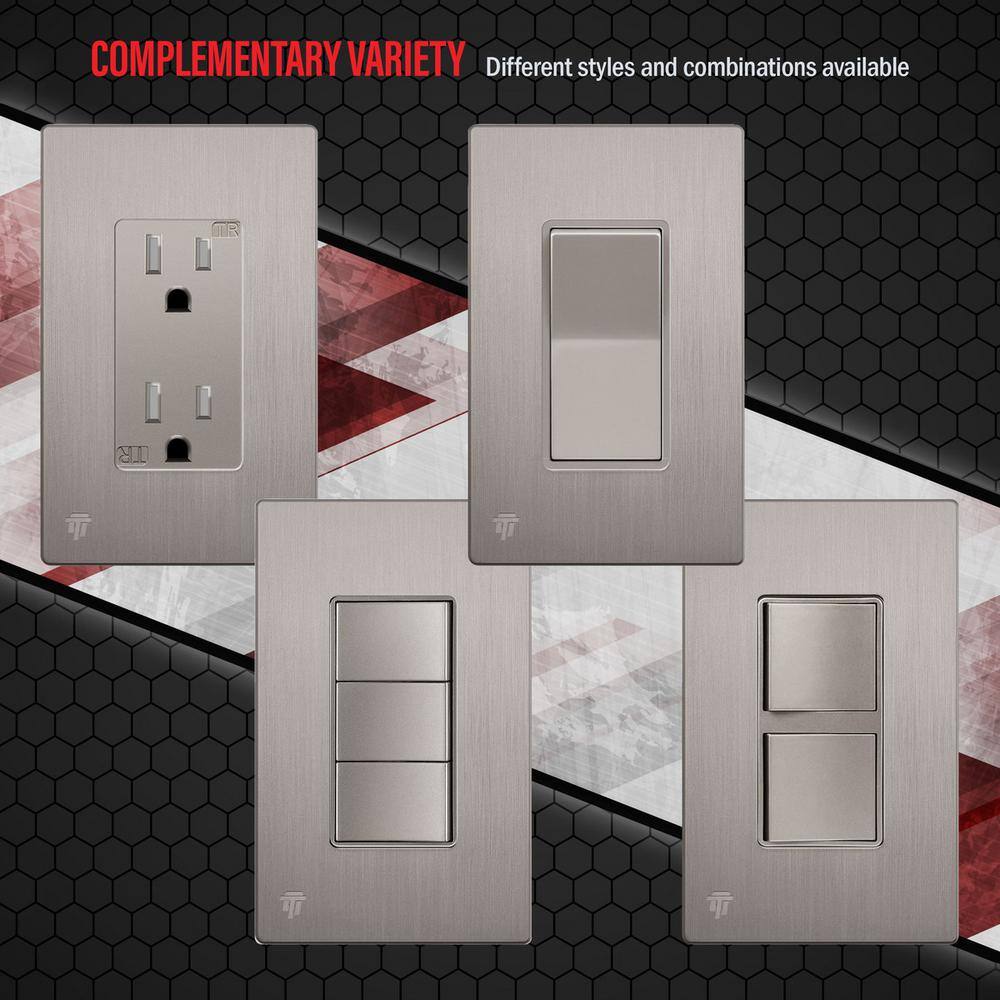 Brushed Nickel Screwless 1-Gang Decorator Wall Plate