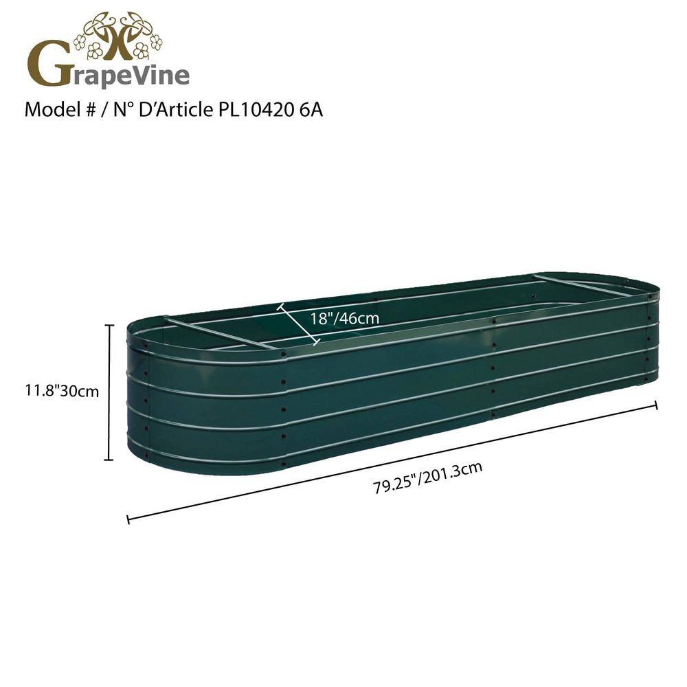 Green Oval Galvanized Steel Raised Garden Bed, 79.25"