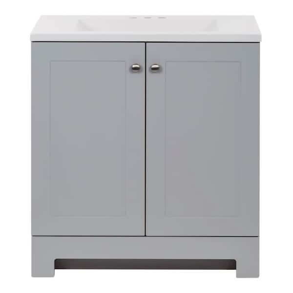 31 in. Single Sink Pearl Gray Bath Vanity with White Cultured Marble Top (Assembled)