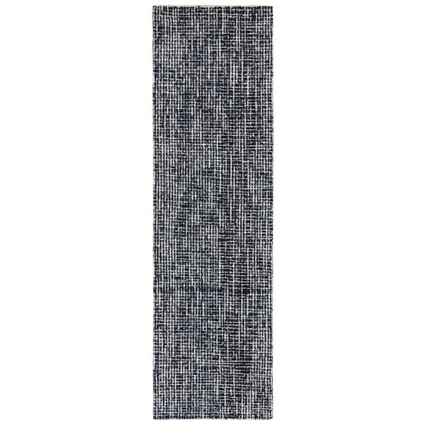 Abstract 2 ft. x 10 ft. Black/Gray Crosshatch Runner Rug