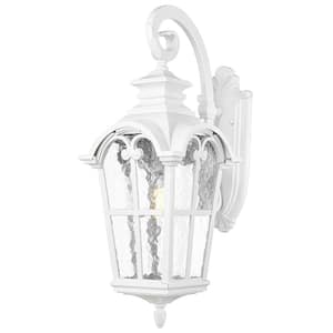 25 In. Large Exterior White Weather Resistant Outdoor Hardwired Wall Lantern Scone with No Bulbs Included