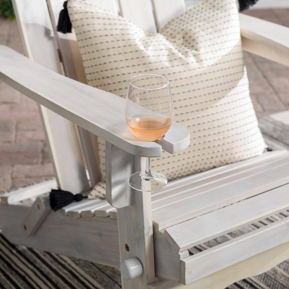 White Wash Acacia Wood Outdoor Adirondack Chair with Arms