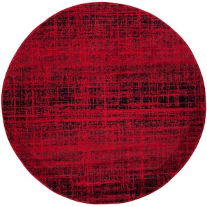 Adirondack Red/Black 4 ft. x 4 ft. Round Solid Area Rug