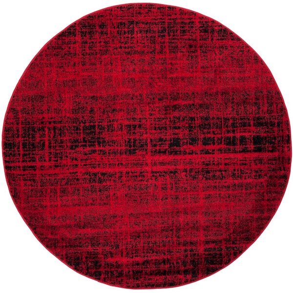 SAFAVIEH Adirondack Red/Black 6 ft. x 6 ft. Round Solid Area Rug