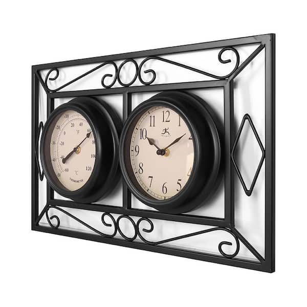 Beauregard Indoor/Outdoor Double Sided Clock & Thermometer