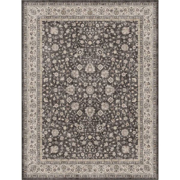 Asha Rome Vintage, Oriental Persian, Black 6 ft. x 9 ft. Area Rug