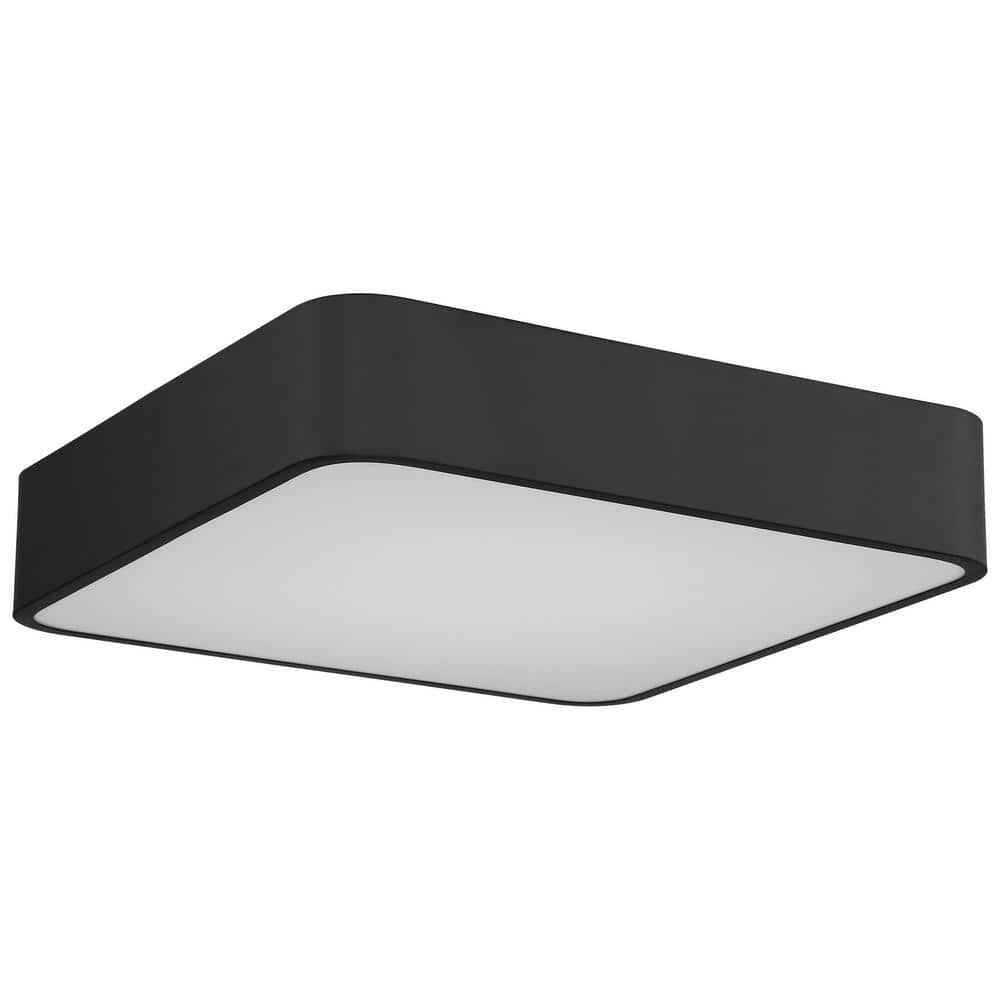 Contemporary White Glass Square LED Flush Mount, 19.75"