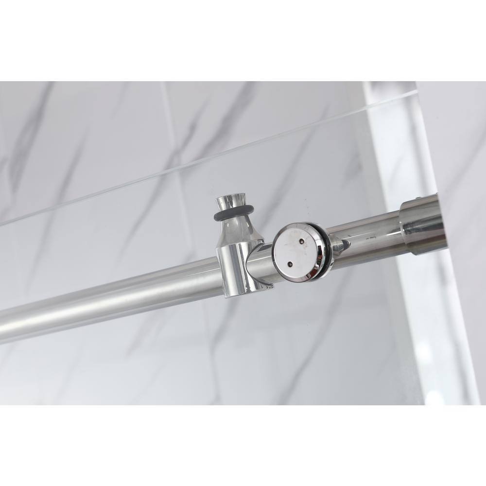 76" x 60" Frameless Sliding Shower Door with Clear Tempered Glass and Chrome Finish