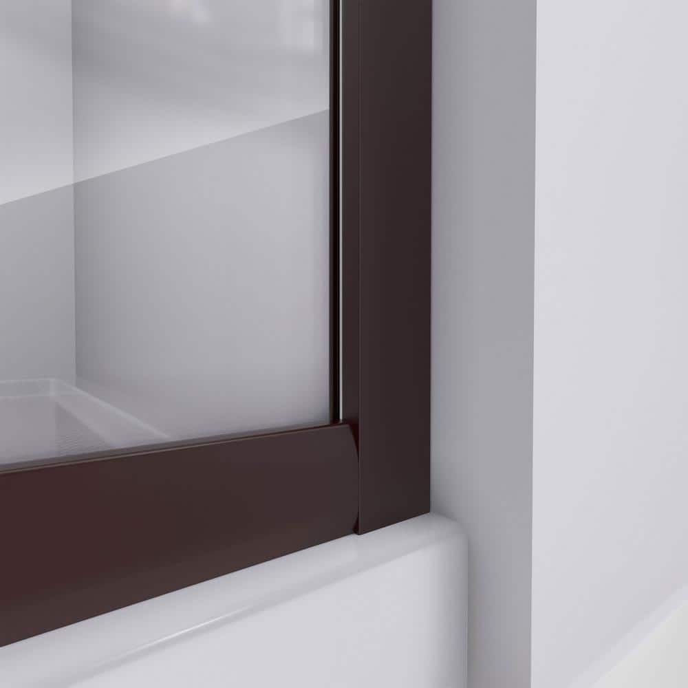Prime 33" Frosted Glass Sliding Shower Enclosure with Oil Rubbed Bronze Frame