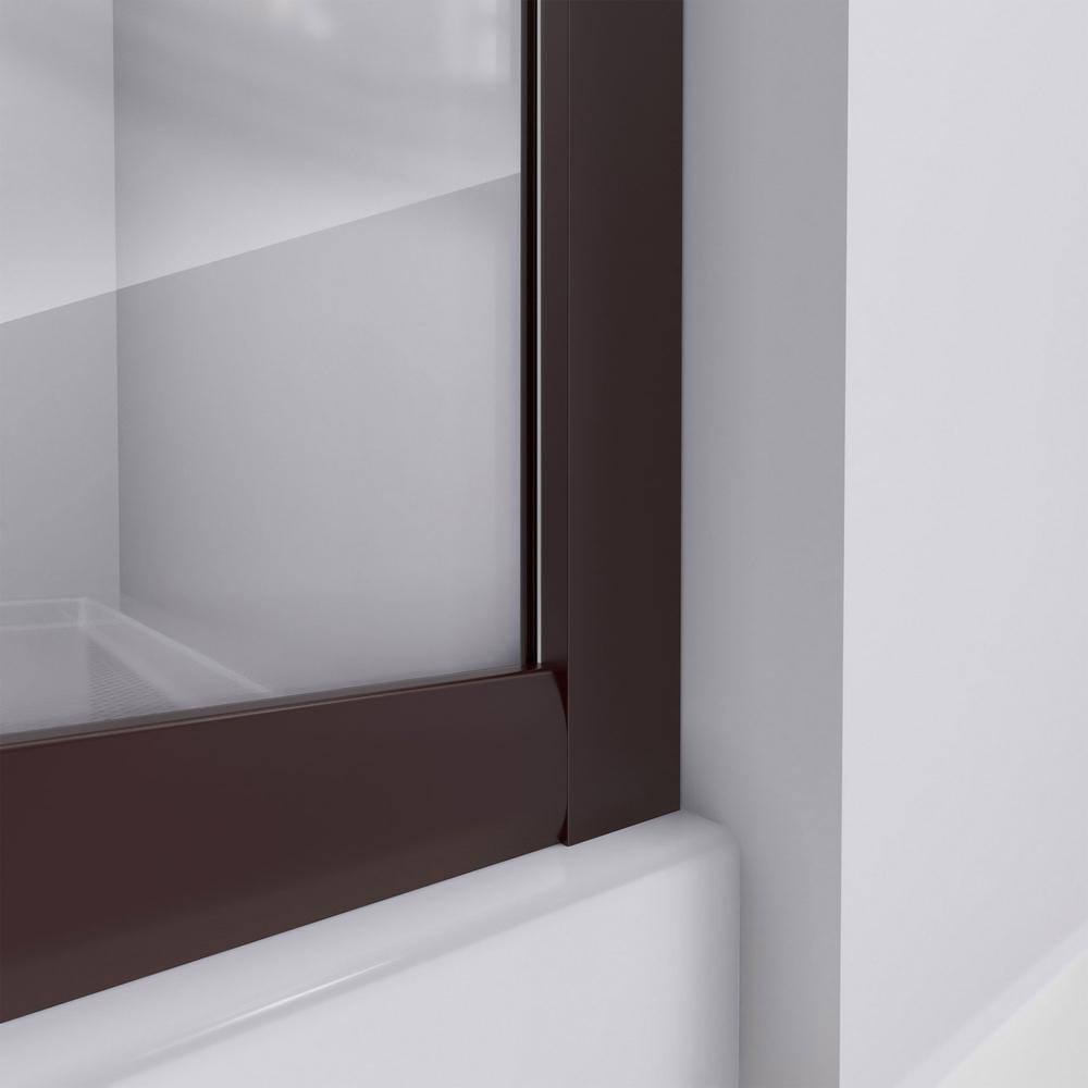Prime 36" Oil Rubbed Bronze Semi-Frameless Frosted Glass Sliding Shower Enclosure