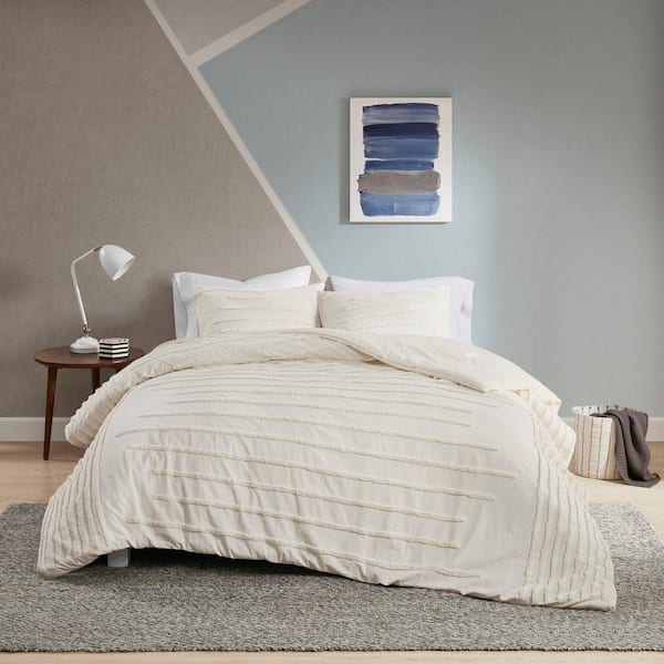 Intelligent Design Camden 3-Piece Ivory Full/Queen Cotton Chenille Comforter Set