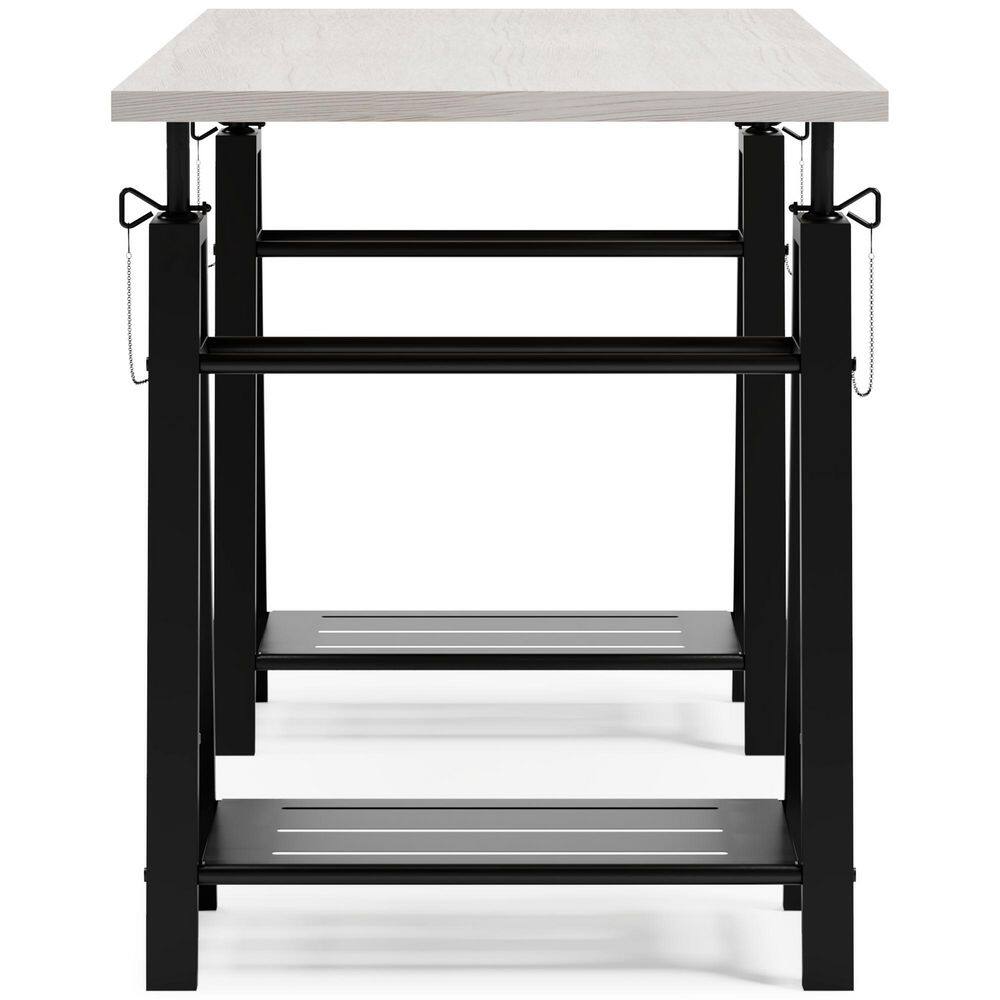 Transitional 47'' Black and White Adjustable Home Office Desk with Drawer