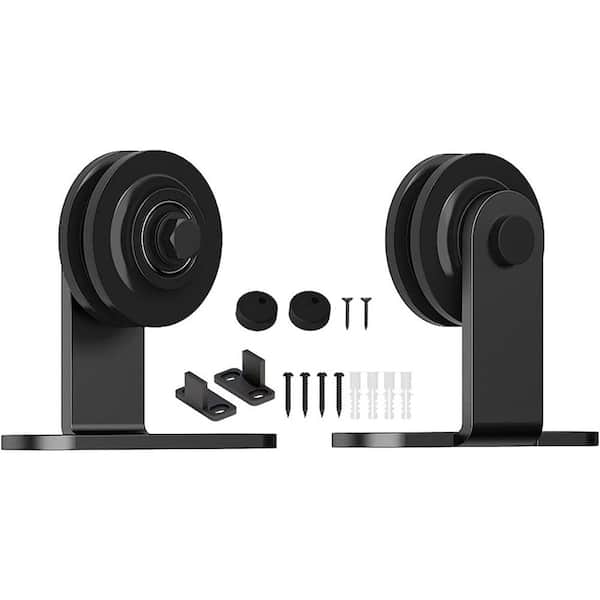 WINSOON Black Antique Roller Kit for Sliding Barn Door Hardware System (T Shape Design)