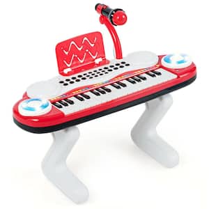 Z-Shaped Kids Toy Keyboard 37-Key Electronic Piano Red