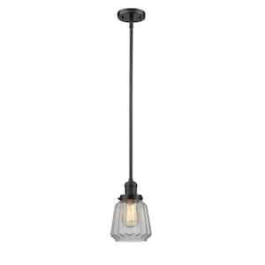 Chatham 60-Watt 1-Light Oil Rubbed Bronze Shaded Mini Pendant Light with Clear Glass Shade