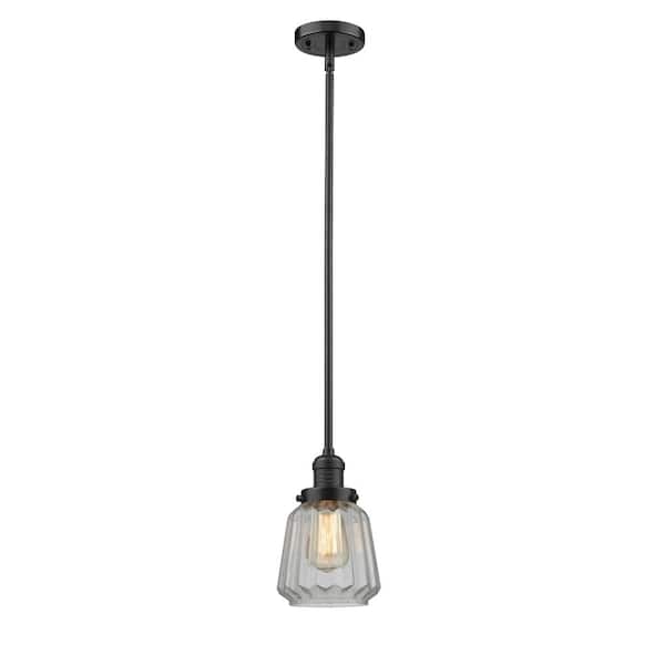 Innovations Chatham 60-Watt 1-Light Oil Rubbed Bronze Shaded Mini Pendant Light with Clear Glass Shade