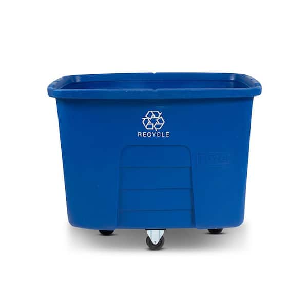 Toter 16 cu. ft. 500 lbs. Capacity Blue Recycle Symbol Heavy-Duty Manual Cube Truck