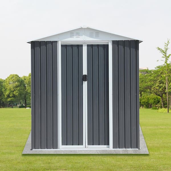 6 ft. W x 4 ft. D Grey Outdoor Storage Metal Shed with Double Door
