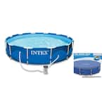 10 ft. Round 30 in. D Metal Frame Swimming Pool Set with Filter Pump Plus Debris Cover