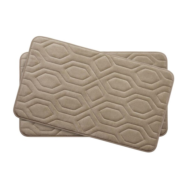 BounceComfort Turtle Shell Linen 17 in. x 24 in. Memory Foam 2-Piece Bath Mat Set